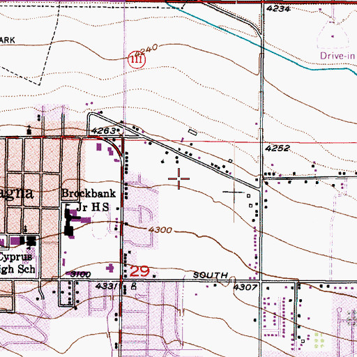 Topographic Map of Pleasant Green Elementary School, UT