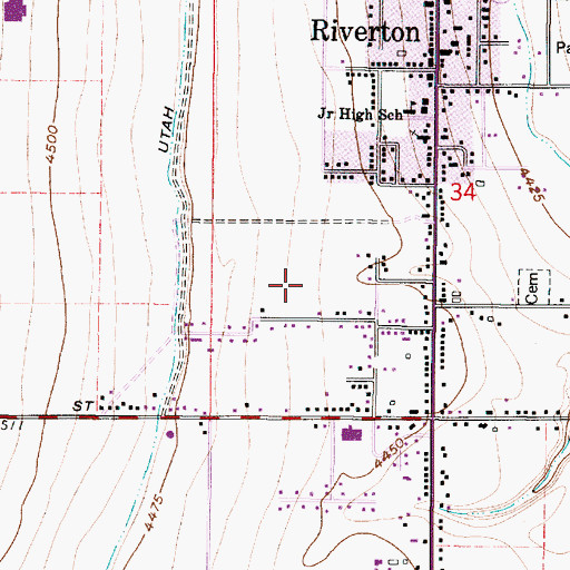 Topographic Map of Riverton Elementary School, UT
