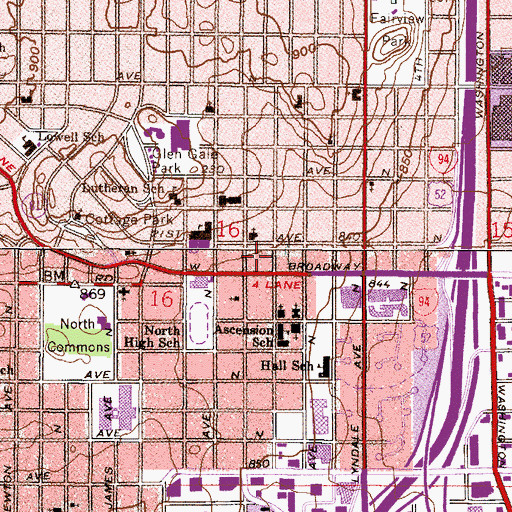 Topographic Map of Four Directions Charter Schools, MN