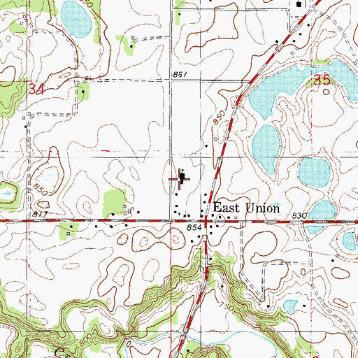 Topographic Map of East Union Elementary School, MN