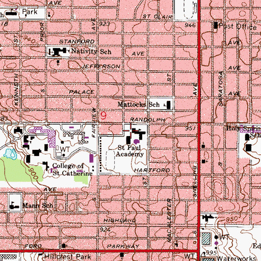 Topographic Map of Saint Paul Academy and Summit School - Randolph Campus, MN