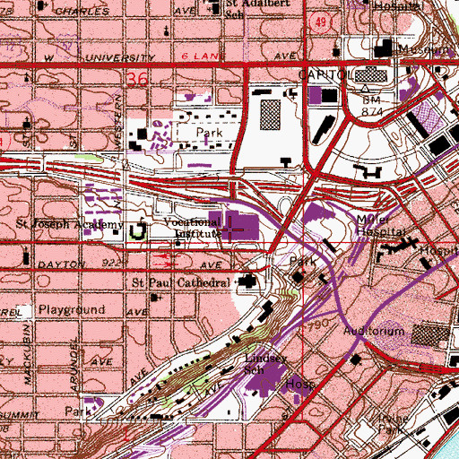 Topographic Map of Saint Paul College, MN