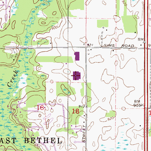 Topographic Map of Cedar Creek Community School, MN