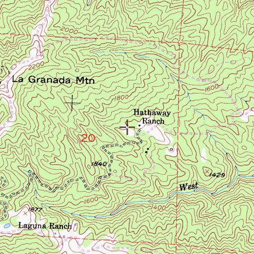 Topographic Map of Hathaway Ranch, CA