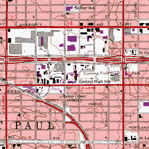 Topographic Map of Concordia University - Saint Paul, MN