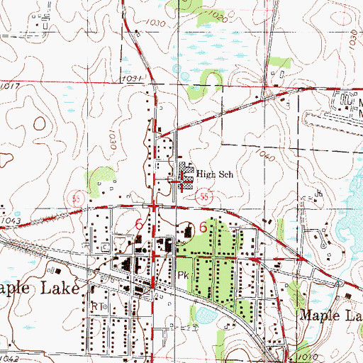 Topographic Map of Maple Lake High School, MN