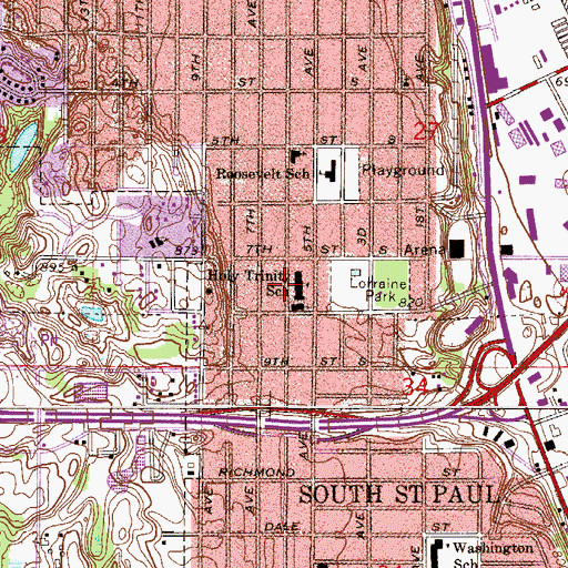 Topographic Map of Holy Trinity Catholic School, MN
