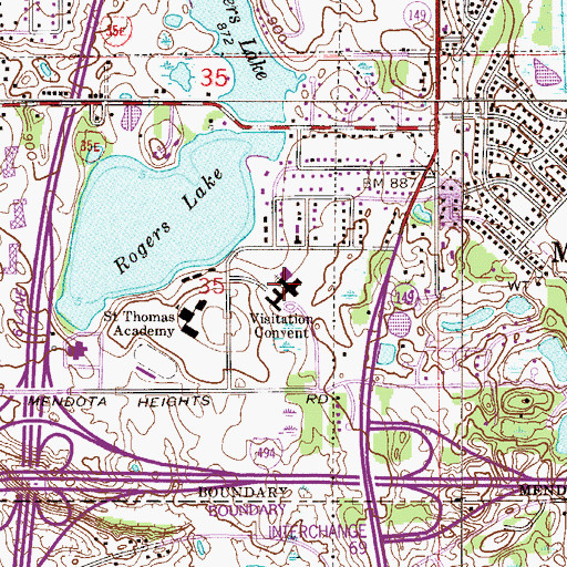 Topographic Map of Convent of the Visitation School, MN