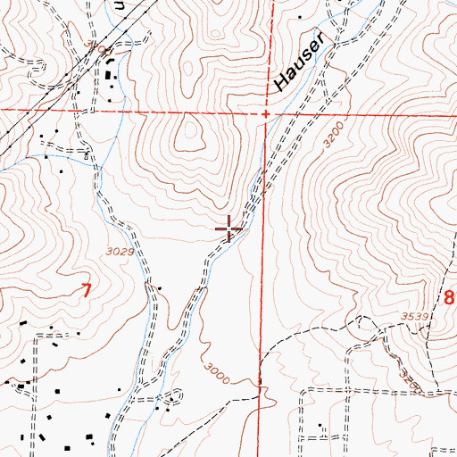 Topographic Map of Hauser Canyon, CA