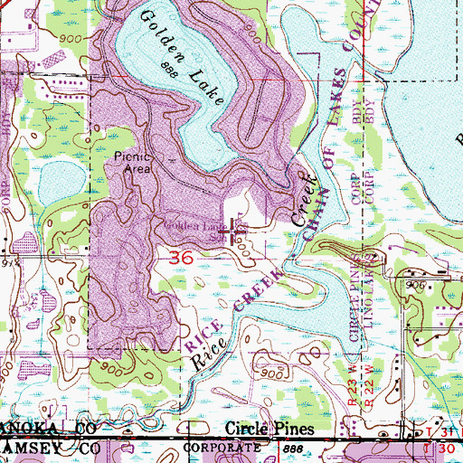 Topographic Map of Golden Lake Elementary School, MN