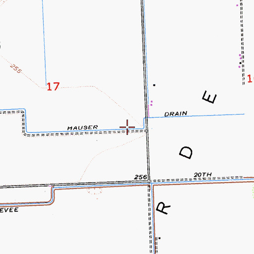 Topographic Map of Hauser Drain, CA
