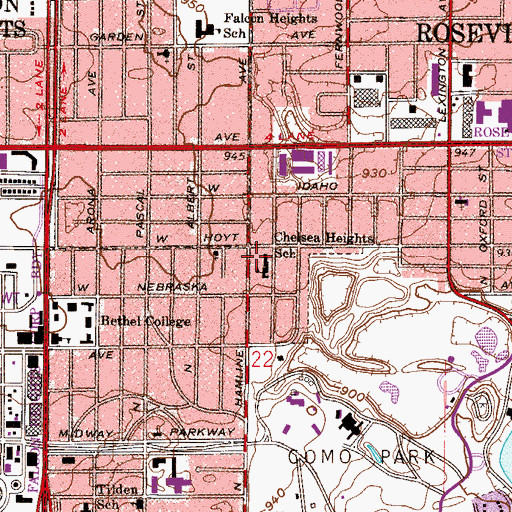 Topographic Map of Chelsea Heights Elementary School, MN