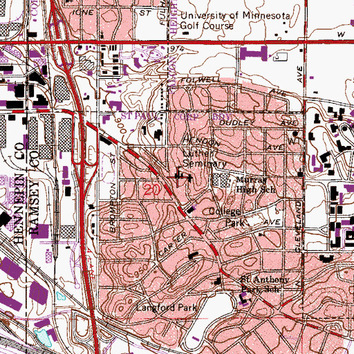 Topographic Map of Luther Seminary, MN