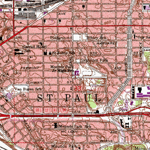Topographic Map of World Cultures Magnet School, MN