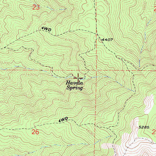 Topographic Map of Havala Spring, CA