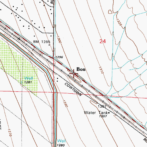 Topographic Map of Bon, AZ