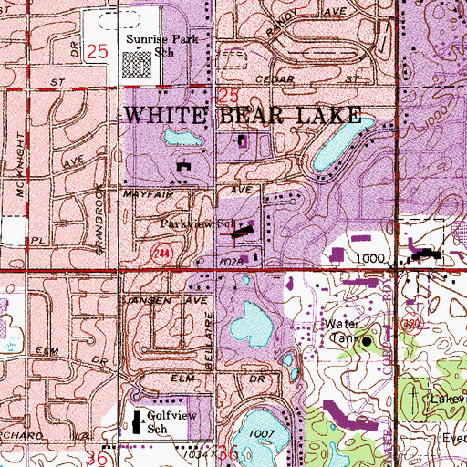 Topographic Map of Parkview Elementary School, MN