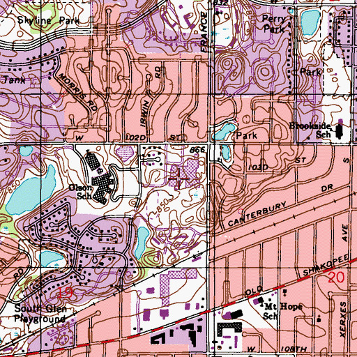 Topographic Map of Jefferson High School, MN