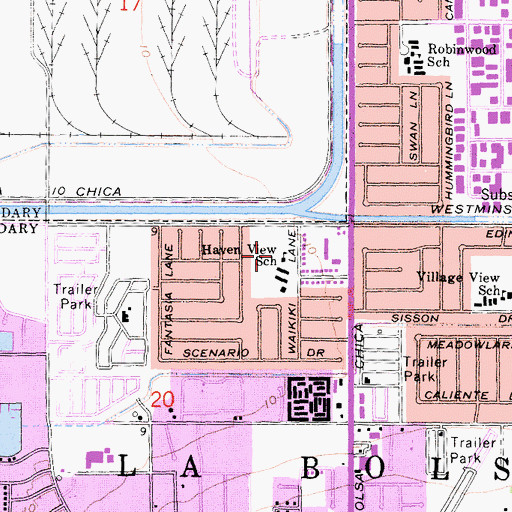 Topographic Map of Haven View School, CA