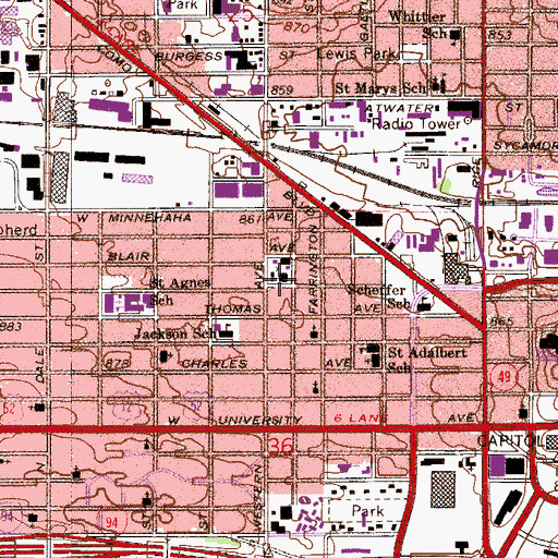 Topographic Map of New Spirit Middle School, MN