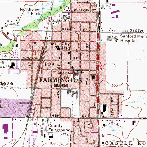 Topographic Map of Farmington Kindergarten Center, MN