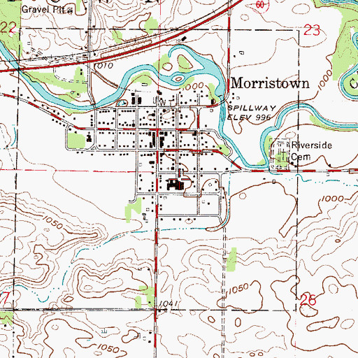 Topographic Map of Morristown Elementary School, MN