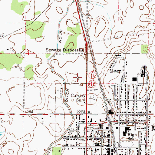 Topographic Map of Tri - City United High School, MN