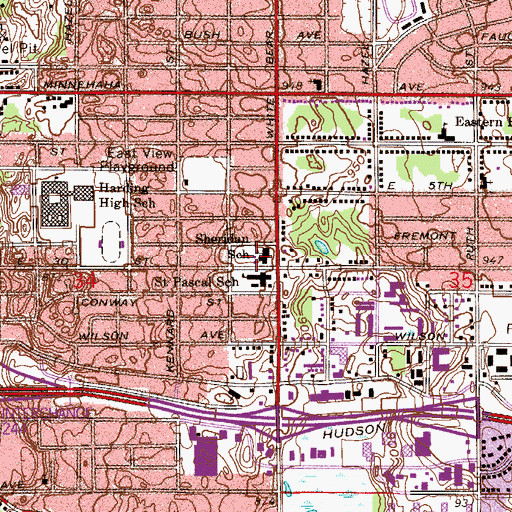 Topographic Map of Nokomis Montessori Magnet School - South, MN