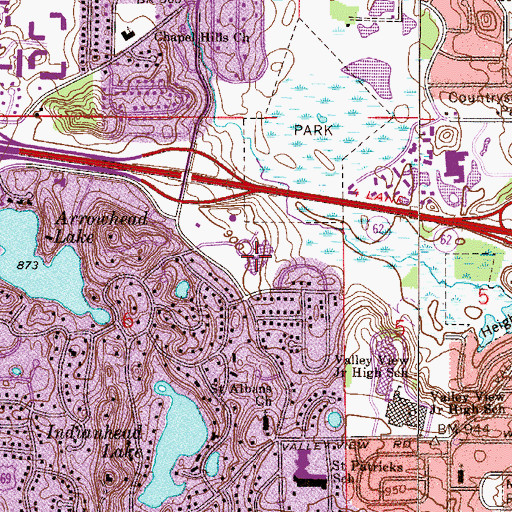 Topographic Map of Creek Valley Elementary School, MN