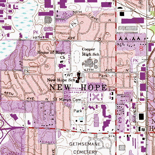 Topographic Map of New Hope Learning Center, MN