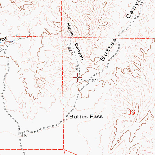 Topographic Map of Hawk Canyon, CA