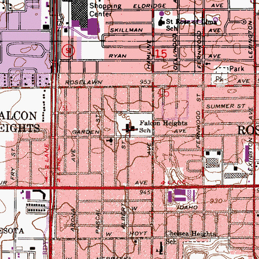 Topographic Map of Falcon Heights Elementary School, MN