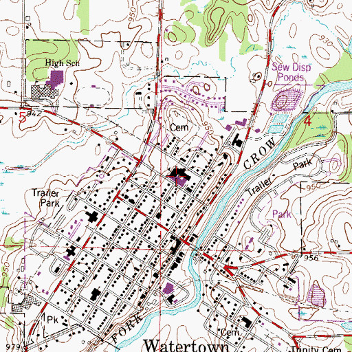 Topographic Map of Watertown - Mayer Primary School, MN