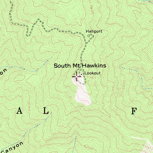 Topographic Map of South Mount Hawkins, CA