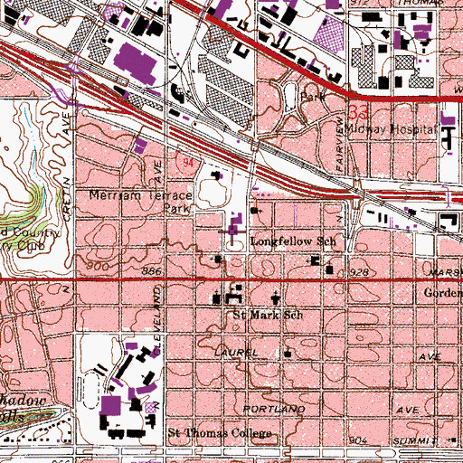 Topographic Map of Four Seasons Elementary School, MN