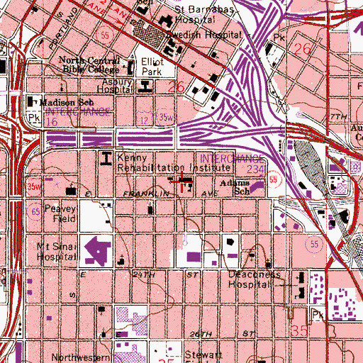Topographic Map of Trinity First Lutheran School, MN