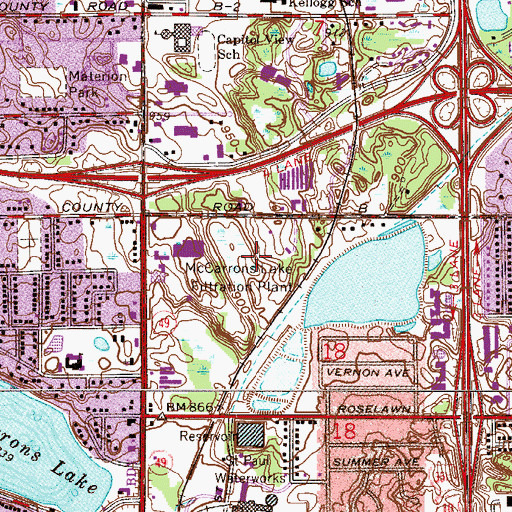 Topographic Map of Harambee Elementary School, MN