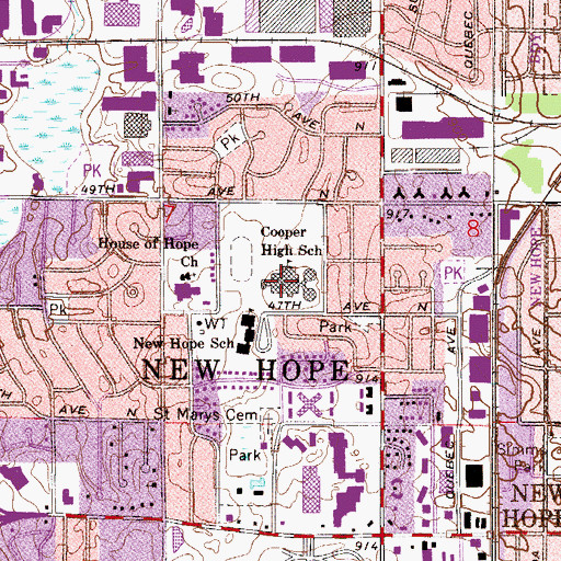 Topographic Map of Robbinsdale Cooper High School, MN