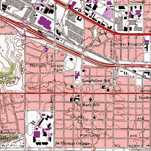 Topographic Map of Longfellow Humanities Magnet School, MN