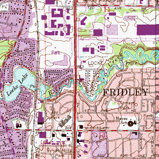 Topographic Map of Woodcrest Baptist Academy, MN