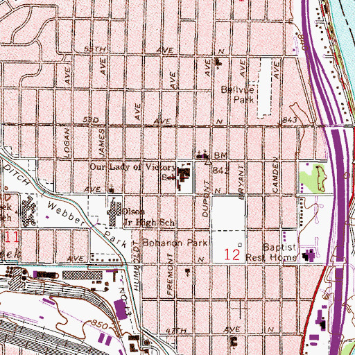 Topographic Map of Saint Elizabeth Seton School, MN