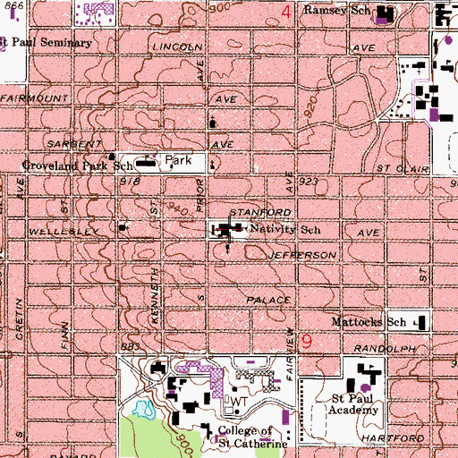 Topographic Map of Nativity of Our Lord School, MN