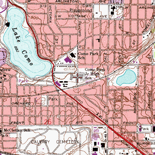 Topographic Map of Como Park Senior High School, MN