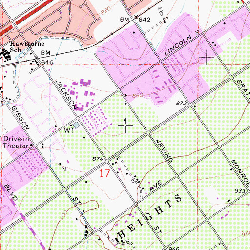 Topographic Map of Hawthorne Elementary School, CA