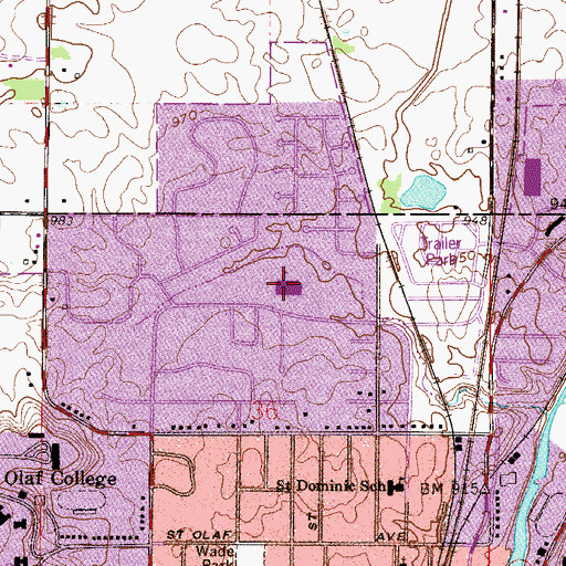 Topographic Map of Greenvale Park Elementary School, MN