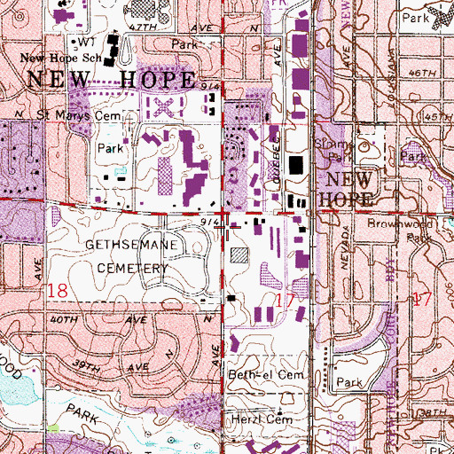 Topographic Map of Robbinsdale Area Schools Education Service Center, MN