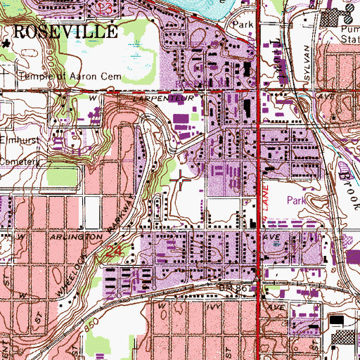 Topographic Map of Arlington High School, MN