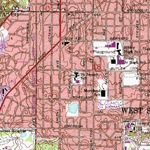 Topographic Map of Saint Joseph's School, MN