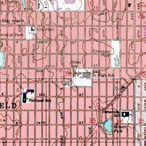 Topographic Map of Elliot Special Education School, MN