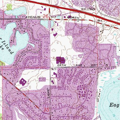 Topographic Map of Maple Grove Junior High School, MN